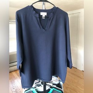 Talbots Navy Notch Neck 3/4 Sleeve Top size 1X